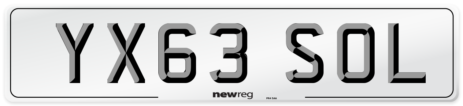 YX63 SOL Number Plate from New Reg